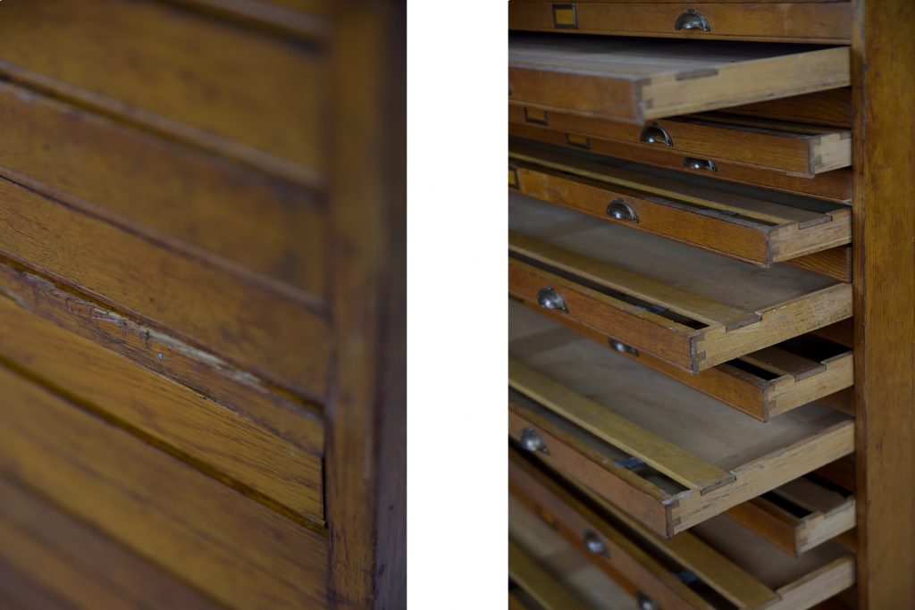 Vintage Large Industrial Oak File Cabinet with Multiple Drawers, 1930s