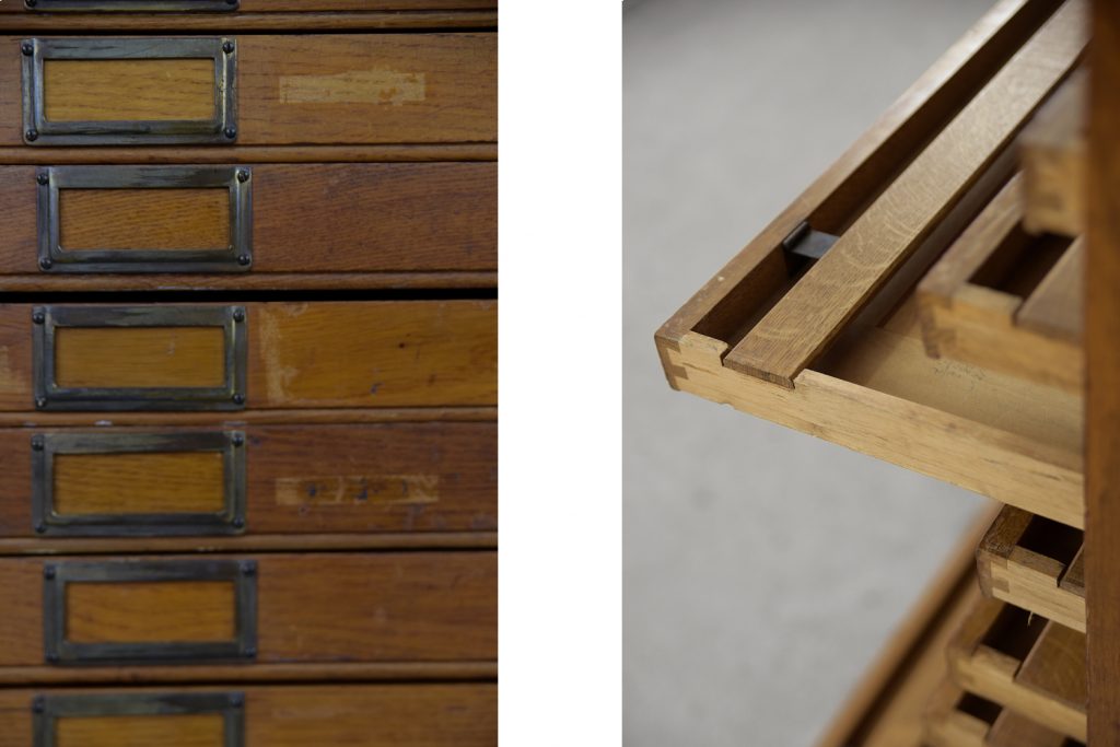 Vintage Large Industrial Oak File Cabinet with Multiple Drawers, 1930s