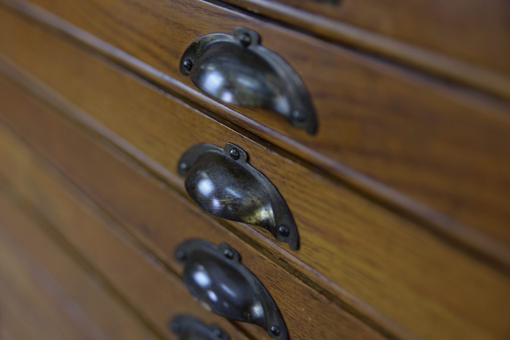 Vintage Large Industrial Oak File Cabinet with Multiple Drawers, 1930s