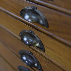 Vintage Large Industrial Oak File Cabinet with Multiple Drawers, 1930s
