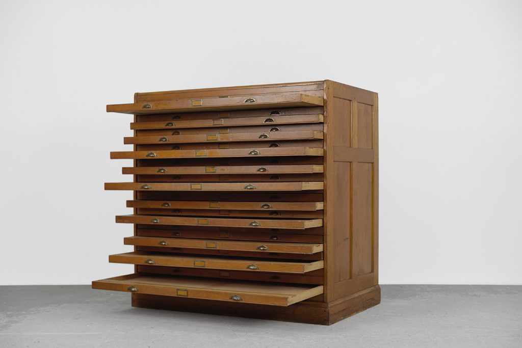 Vintage Large Industrial Oak File Cabinet with Multiple Drawers, 1930s