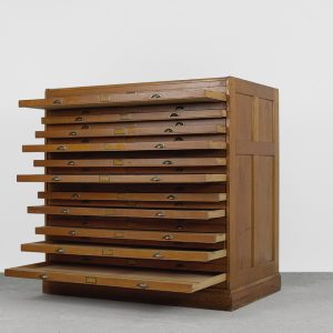 Vintage Large Industrial Oak File Cabinet with Multiple Drawers, 1930s