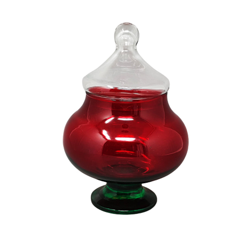 1960s Red and Green Jar in Empoli Glass by Rossini. Made in Italy