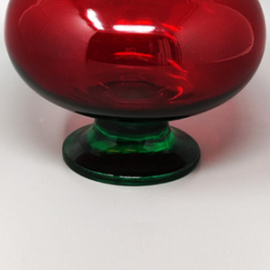 1960s Red and Green Jar in Empoli Glass by Rossini. Made in Italy