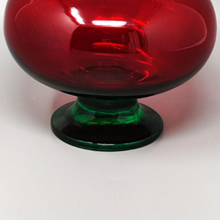 1960s Red and Green Jar in Empoli Glass by Rossini. Made in Italy - Image 5