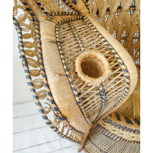 Rare Original 1970's The King of Peacock Chairs, Cobra Wicker Throne Armchair