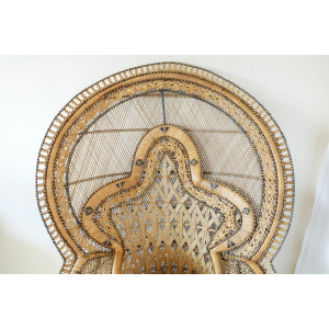 Rare Original 1970's The King of Peacock Chairs, Cobra Wicker Throne Armchair