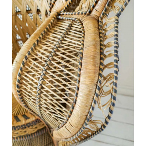 Rare Original 1970's The King of Peacock Chairs, Cobra Wicker Throne Armchair