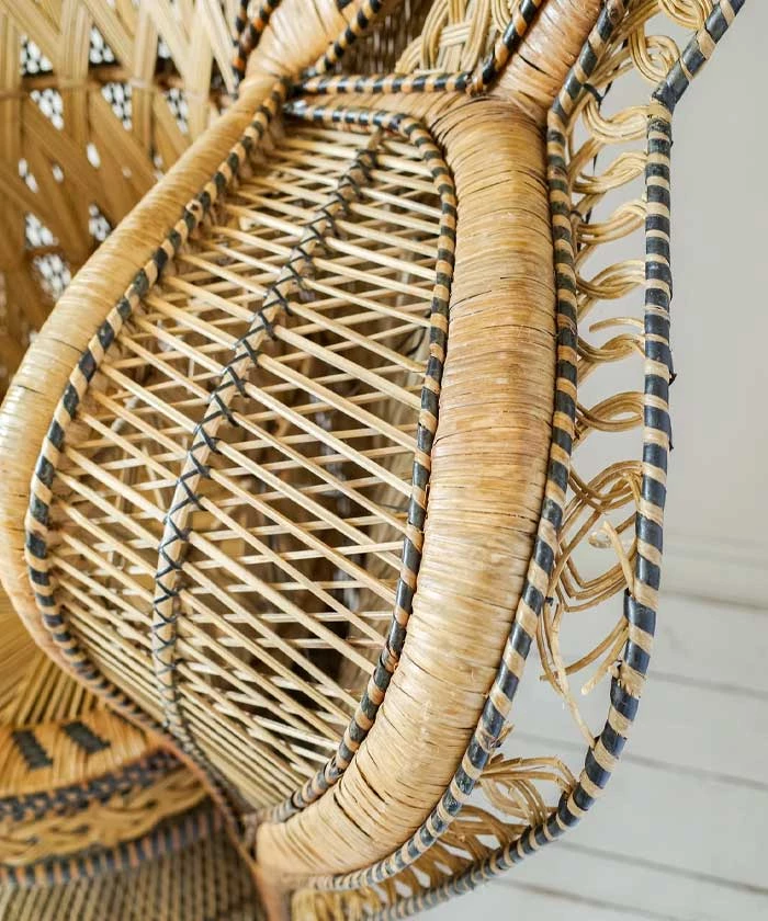 Rare Original 1970's The King of Peacock Chairs, Cobra Wicker Throne Armchair