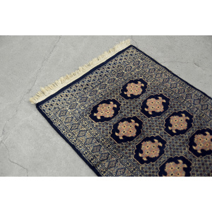 Vintage Pakistani Hand-Woven Oriental Blue Bukhara Rug from Ikea, 1960s