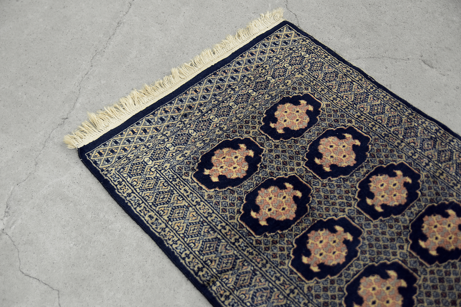 Vintage Pakistani Hand-Woven Oriental Blue Bukhara Rug from Ikea, 1960s