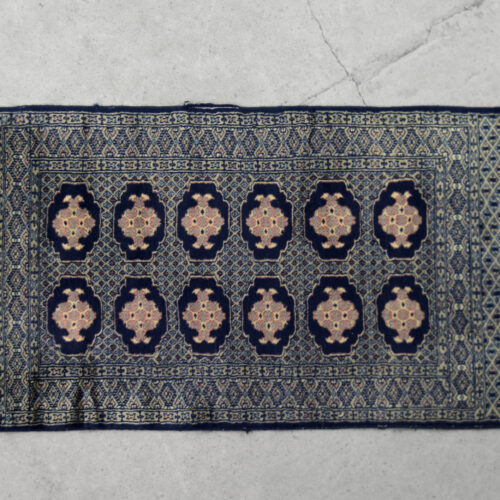Vintage Pakistani Hand-Woven Oriental Blue Bukhara Rug from Ikea, 1960s