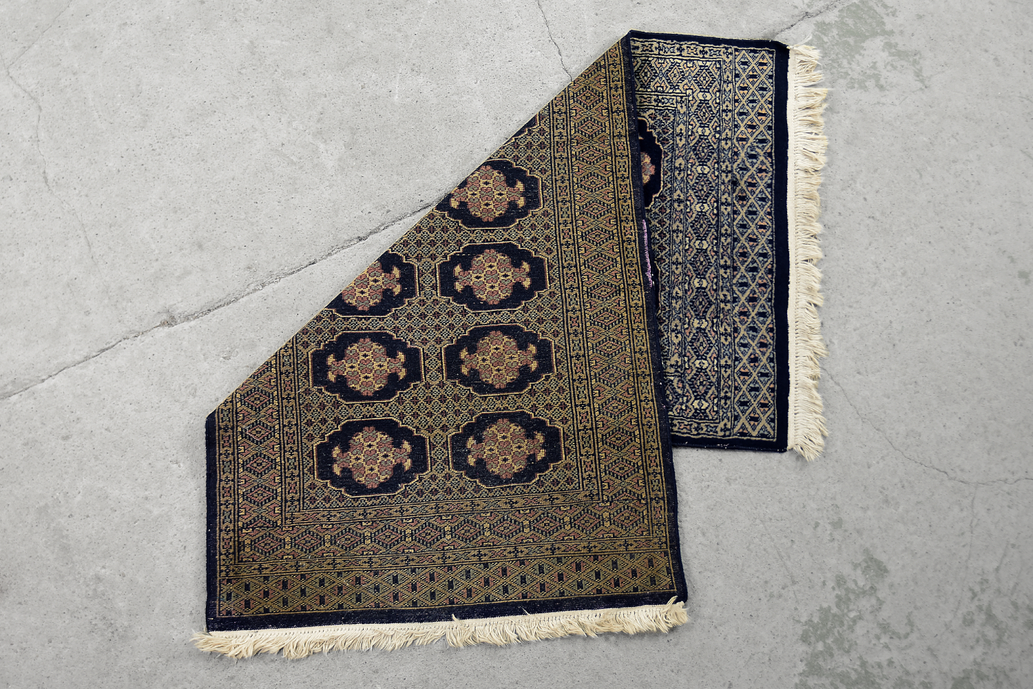 Vintage Pakistani Hand-Woven Oriental Blue Bukhara Rug from Ikea, 1960s