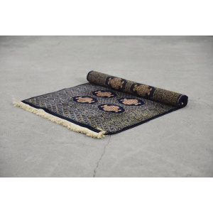 Vintage Pakistani Hand-Woven Oriental Blue Bukhara Rug from Ikea, 1960s