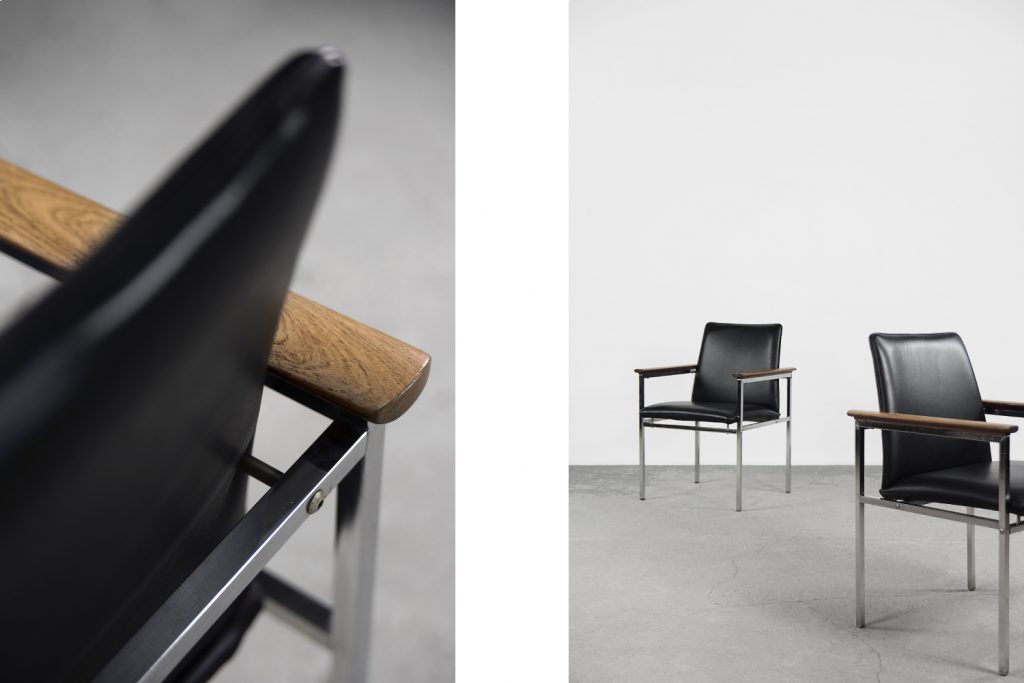Mid-Century Scandinavian Black Leather Armchair by Sigvard Bernadotte for France & Søn, 1960s