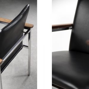 Mid-Century Scandinavian Black Leather Armchair by Sigvard Bernadotte for France & Søn, 1960s
