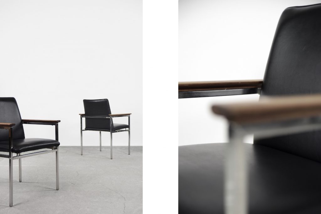 Mid-Century Scandinavian Black Leather Armchair by Sigvard Bernadotte for France & Søn, 1960s