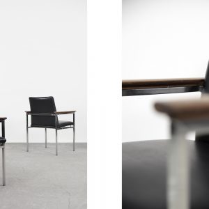 Mid-Century Scandinavian Black Leather Armchair by Sigvard Bernadotte for France & Søn, 1960s