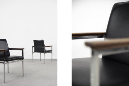 Mid-Century Scandinavian Black Leather Armchair by Sigvard Bernadotte for France & Søn, 1960s - Image 7
