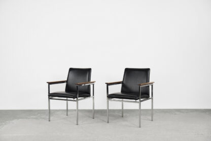Mid-Century Scandinavian Black Leather Armchair by Sigvard Bernadotte for France & Søn, 1960s