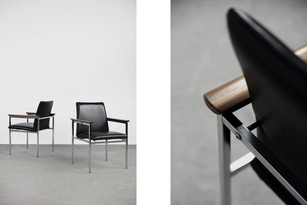 Mid-Century Scandinavian Black Leather Armchair by Sigvard Bernadotte for France & Søn, 1960s