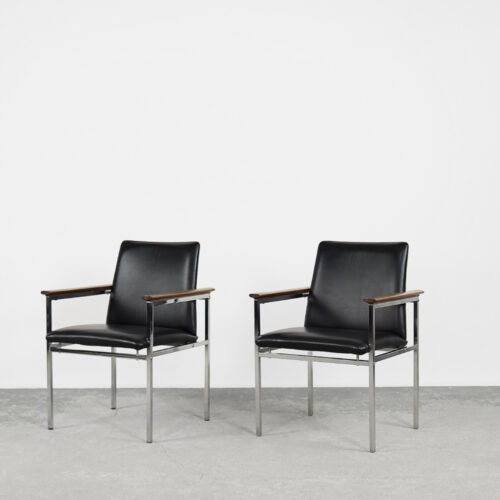 Mid-Century Scandinavian Black Leather Armchair by Sigvard Bernadotte for France & Søn, 1960s
