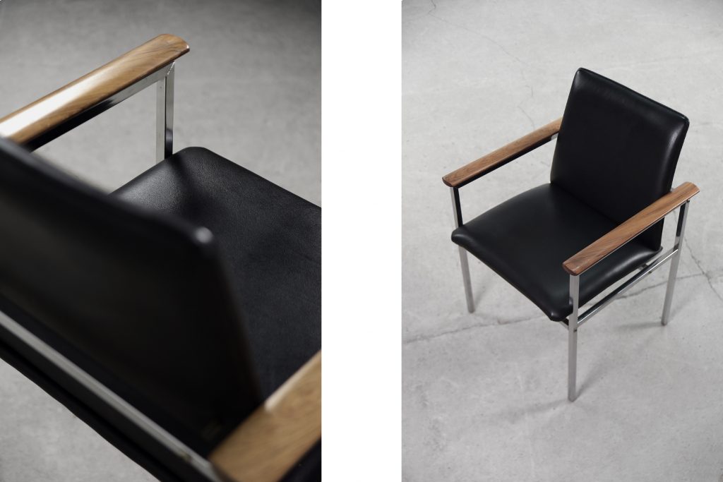 Mid-Century Scandinavian Black Leather Armchair by Sigvard Bernadotte for France & Søn, 1960s