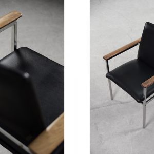 Mid-Century Scandinavian Black Leather Armchair by Sigvard Bernadotte for France & Søn, 1960s