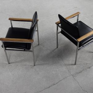 Mid-Century Scandinavian Black Leather Armchair by Sigvard Bernadotte for France & Søn, 1960s