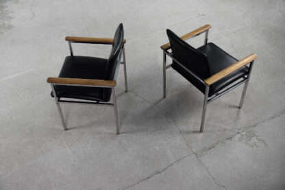 Mid-Century Scandinavian Black Leather Armchair by Sigvard Bernadotte for France & Søn, 1960s - Image 2