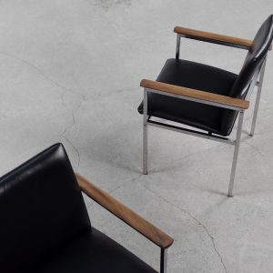 Mid-Century Scandinavian Black Leather Armchair by Sigvard Bernadotte for France & Søn, 1960s