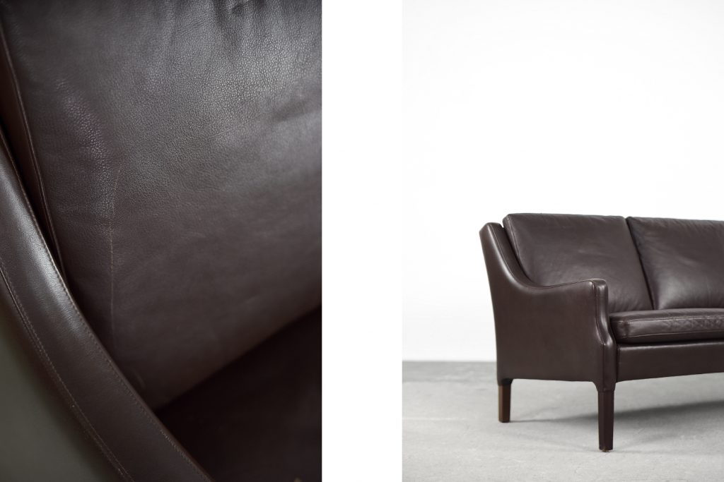 Mid-Century Modern Vintage Danish 3-seater Chocolate Leather Sofa, 1960s
