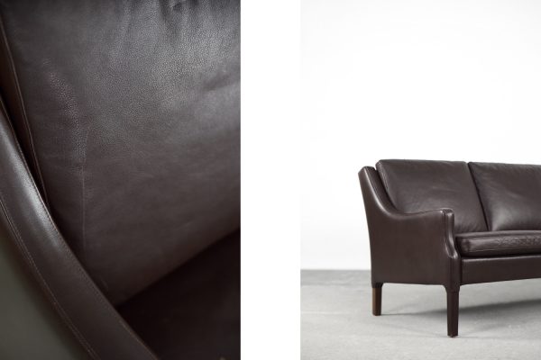 Mid-Century Modern Vintage Danish 3-seater Chocolate Leather Sofa, 1960s - Image 3