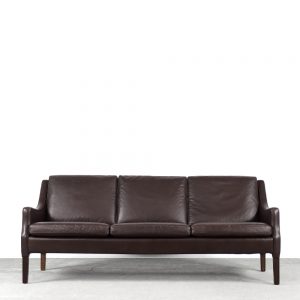 Mid-Century Modern Vintage Danish 3-seater Chocolate Leather Sofa, 1960s