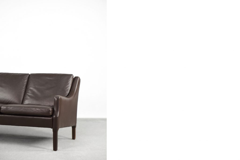 Mid-Century Modern Vintage Danish 3-seater Chocolate Leather Sofa, 1960s