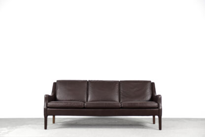 Mid-Century Modern Vintage Danish 3-seater Chocolate Leather Sofa, 1960s - Image 2
