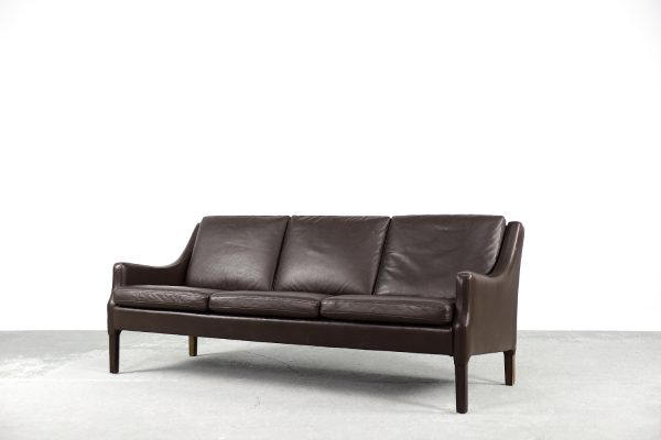 Mid-Century Modern Vintage Danish 3-seater Chocolate Leather Sofa, 1960s - Image 5