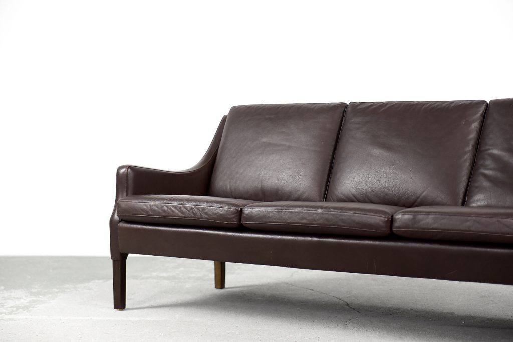 Mid-Century Modern Vintage Danish 3-seater Chocolate Leather Sofa, 1960s