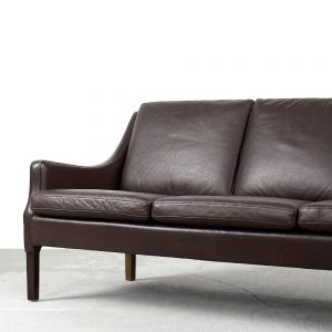 Mid-Century Modern Vintage Danish 3-seater Chocolate Leather Sofa, 1960s