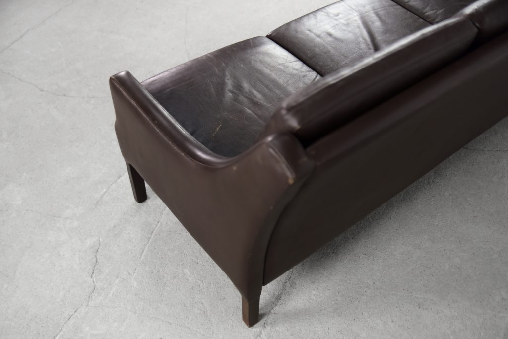 Mid-Century Modern Vintage Danish 3-seater Chocolate Leather Sofa, 1960s