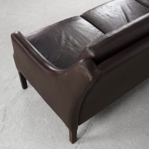 Mid-Century Modern Vintage Danish 3-seater Chocolate Leather Sofa, 1960s
