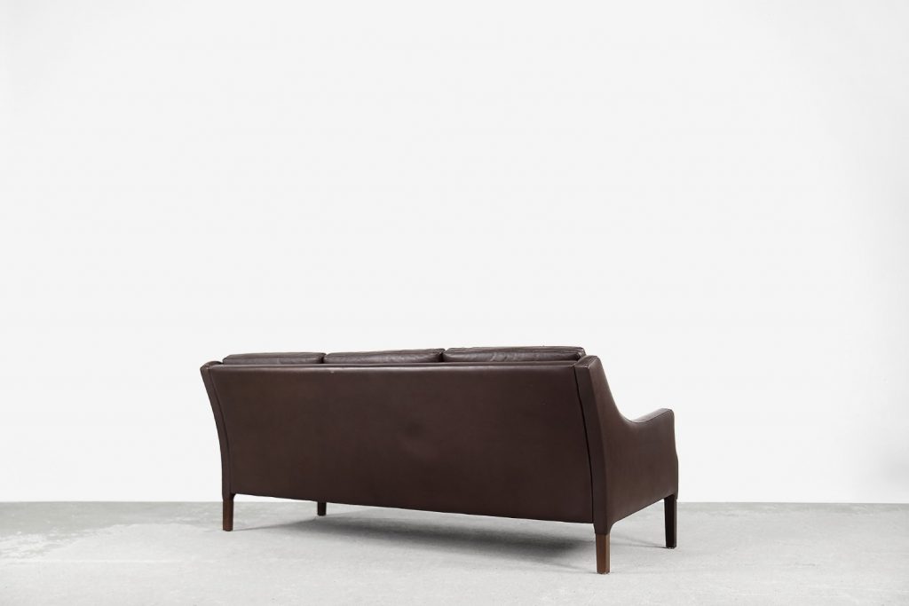 Mid-Century Modern Vintage Danish 3-seater Chocolate Leather Sofa, 1960s