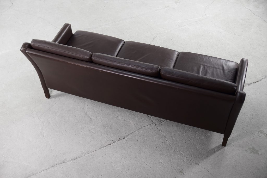 Mid-Century Modern Vintage Danish 3-seater Chocolate Leather Sofa, 1960s