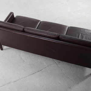 Mid-Century Modern Vintage Danish 3-seater Chocolate Leather Sofa, 1960s