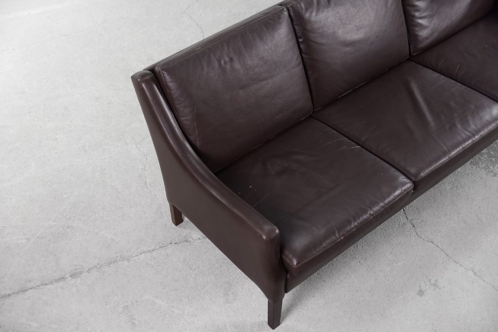 Mid-Century Modern Vintage Danish 3-seater Chocolate Leather Sofa, 1960s