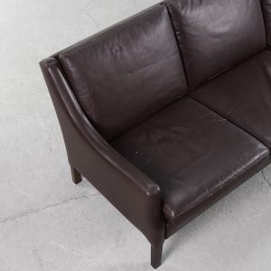 Mid-Century Modern Vintage Danish 3-seater Chocolate Leather Sofa, 1960s