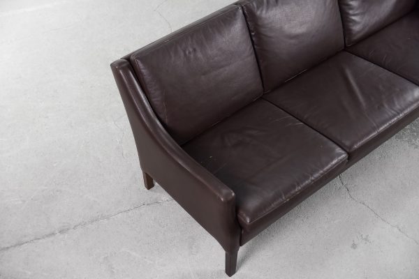 Mid-Century Modern Vintage Danish 3-seater Chocolate Leather Sofa, 1960s - Image 11