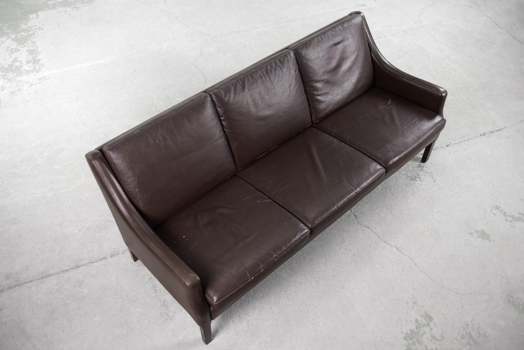 Mid-Century Modern Vintage Danish 3-seater Chocolate Leather Sofa, 1960s