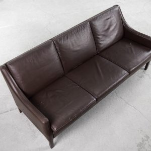 Mid-Century Modern Vintage Danish 3-seater Chocolate Leather Sofa, 1960s