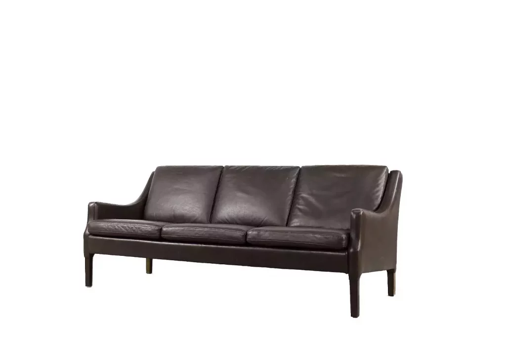 Mid-Century Modern Vintage Danish 3-seater Chocolate Leather Sofa, 1960s